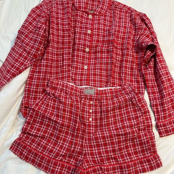 NWT jcrew long-sleeve pajama short set in tartan flannel - Picture 6 of 6